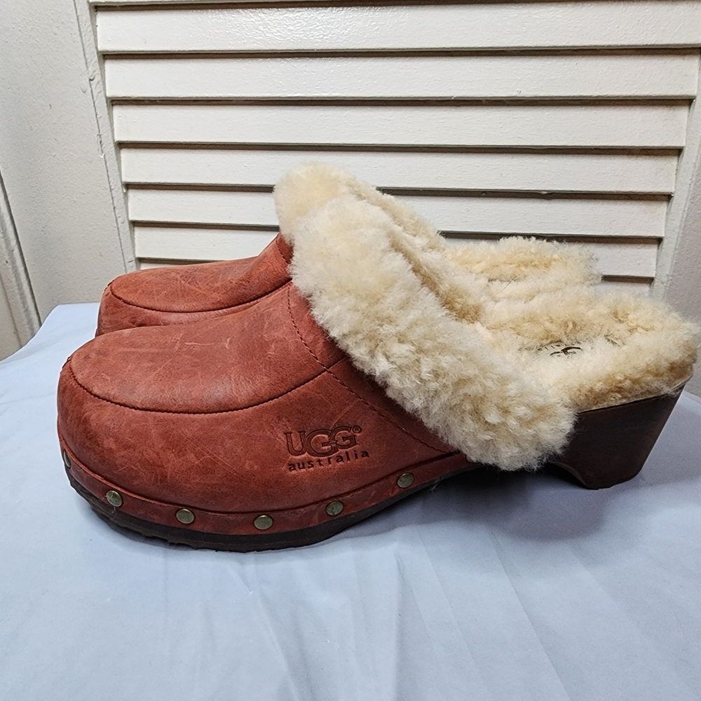 UGG Brown Shearling Lined Clogs